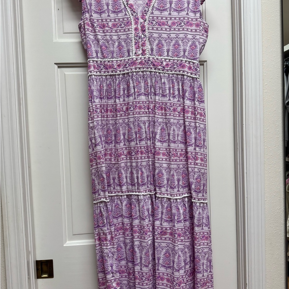 Purple Patterned Sleeveless Dress